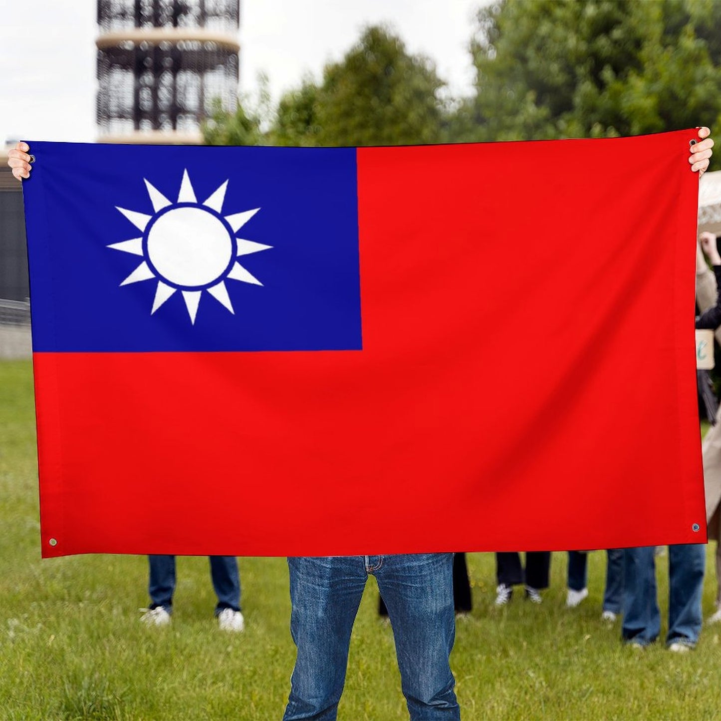 Taiwan Flag Inspired Wall Mount Flag with Four Grommets (35x59 in)