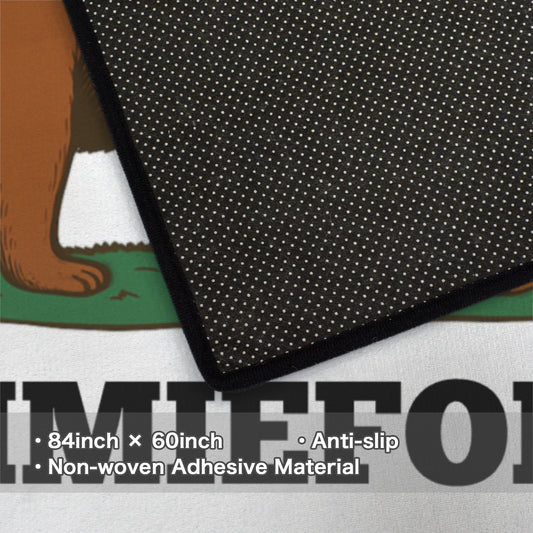 California Flag Inspired (COMMIEFORNIA) 84x60 Inch Area Rug with Black Binding (Made in the USA)