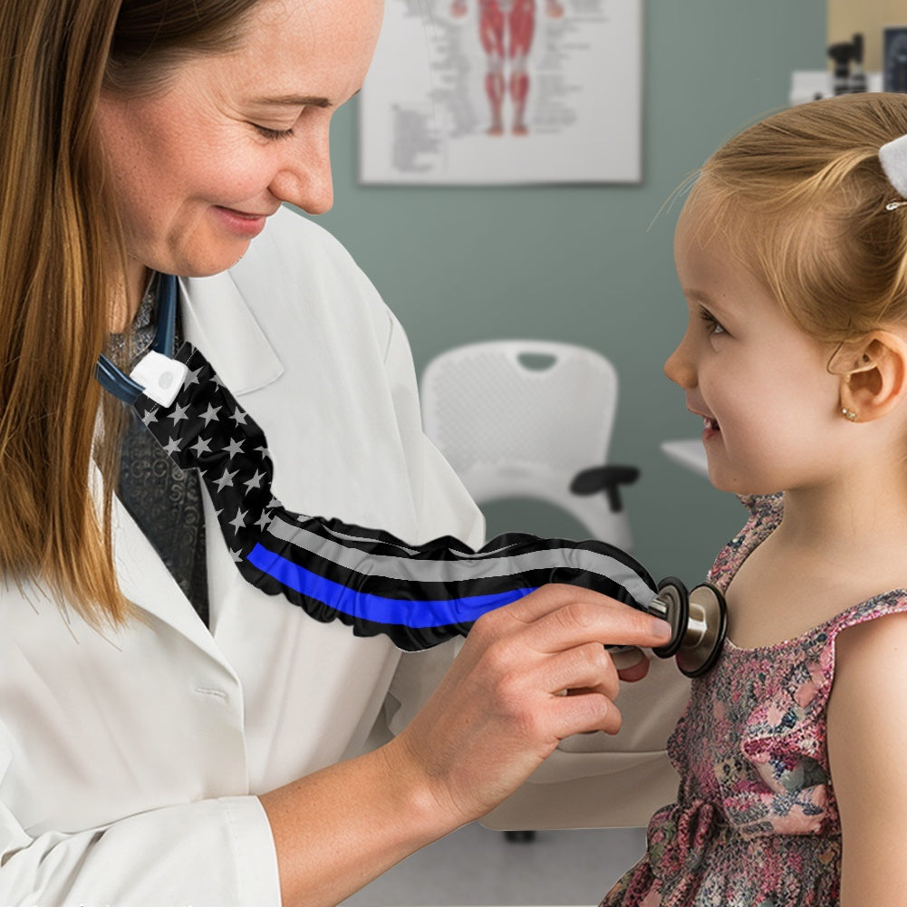 Thin Blue Line Flag Inspired Stethoscope Cover – Medical Gear with a Purpose