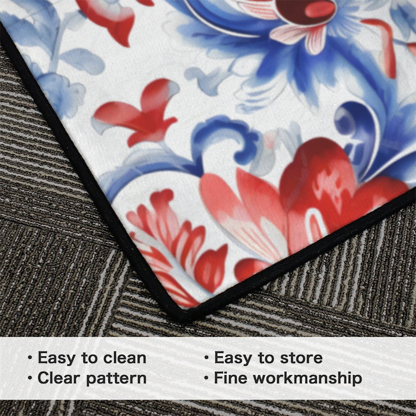 USA/American Flag Inspired Floral/Paisley Pattern 84x60 Inch Area Rug with Black Binding (Made in the USA)