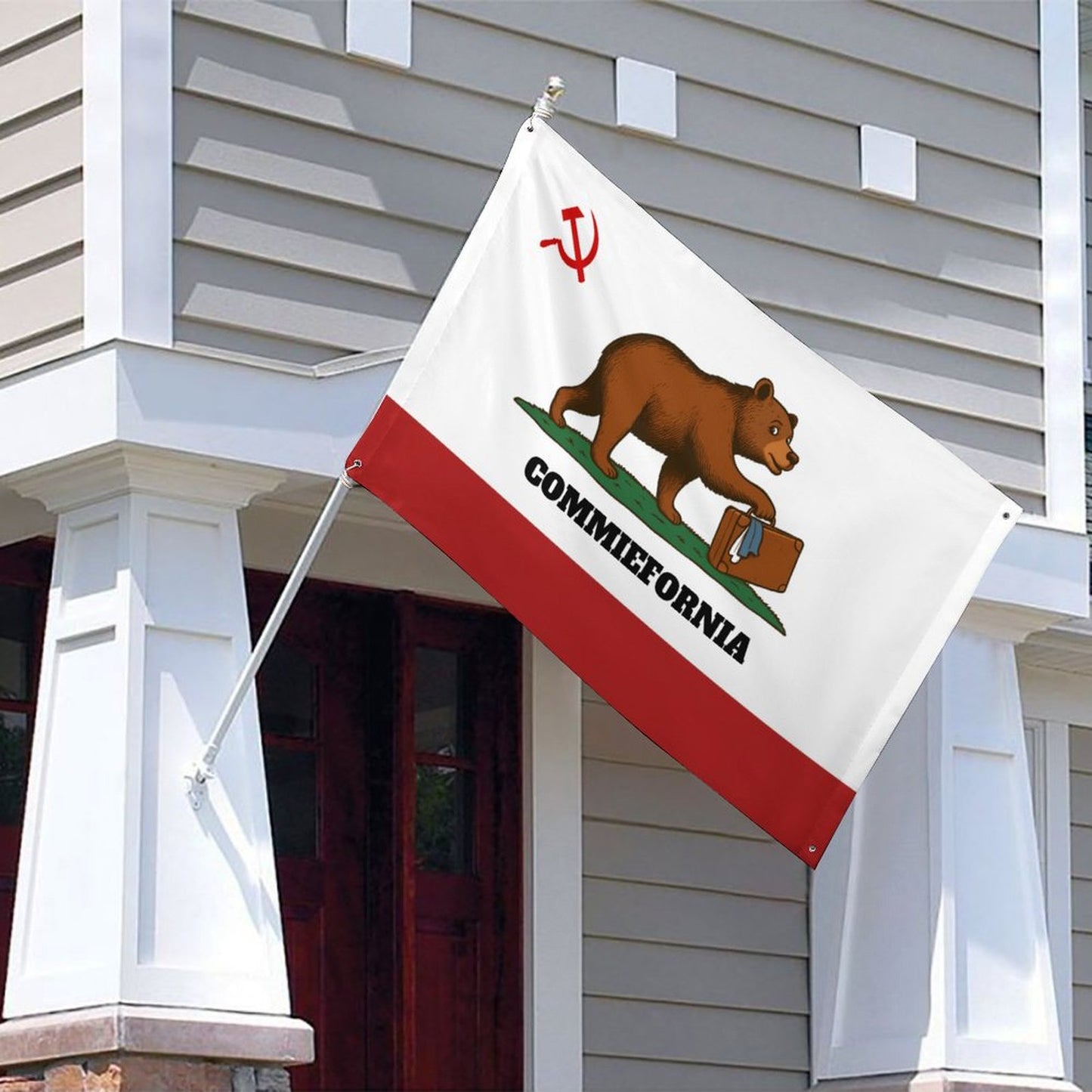 "Commiefornia" (California) Flag Inspired Wall Mount Flag with Four Grommets (35x59 in)