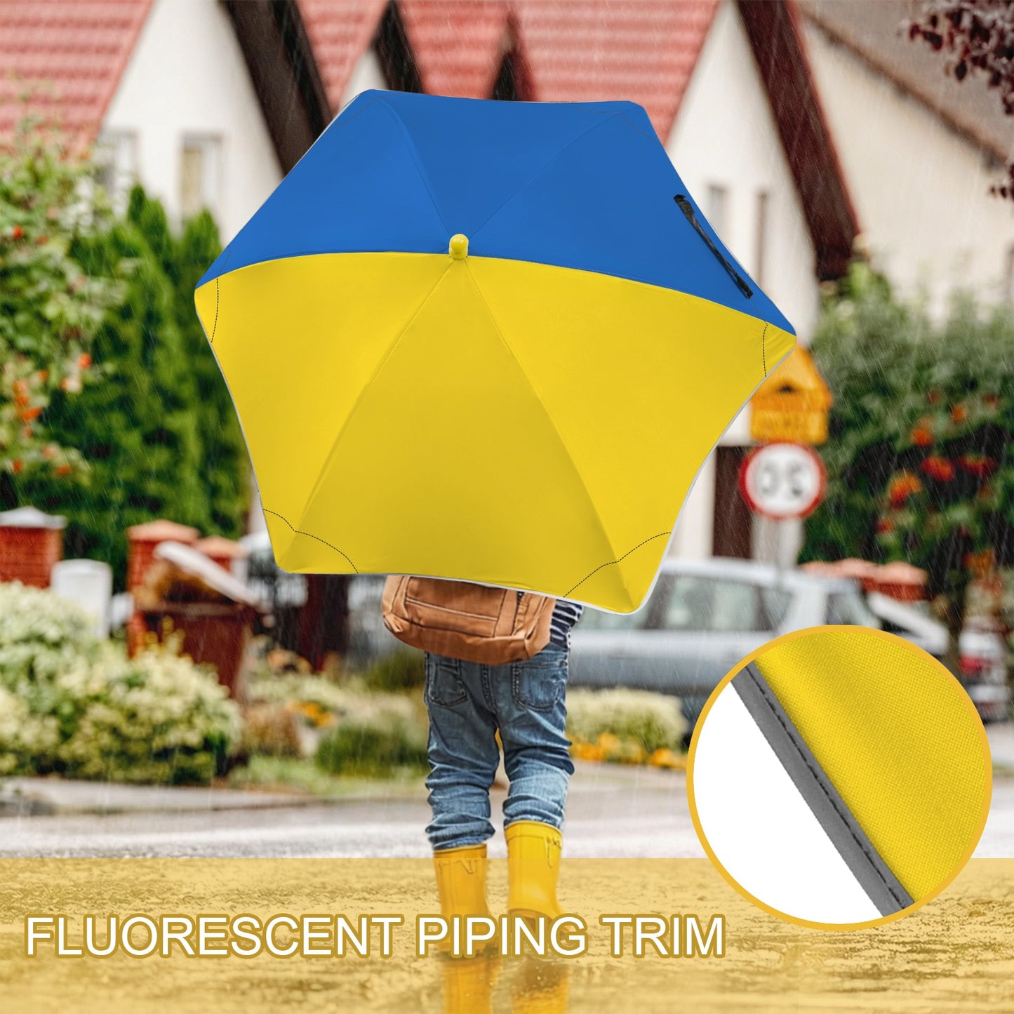 Ukraine Flag Inspired Kids Safe Round Corner Umbrella