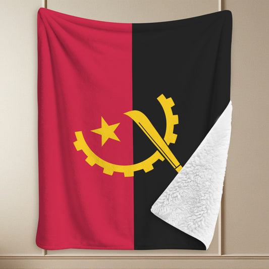 Angola Flag Inspired Sherpa Fleece Blanket 90" x 108" | Ships from USA