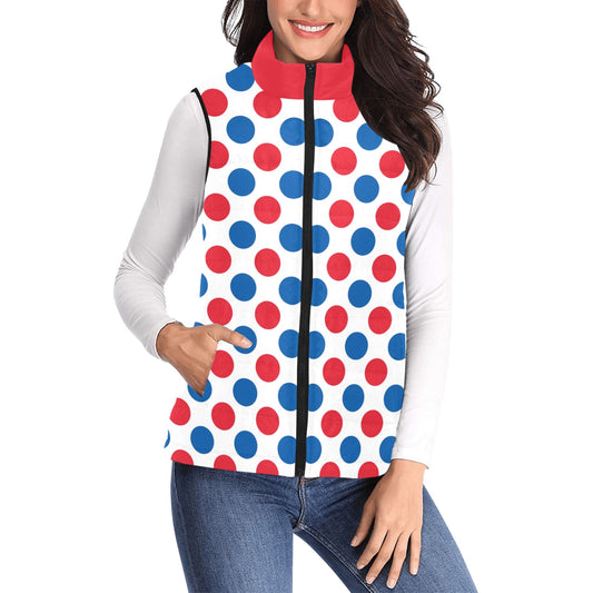 USA/American Flag Inspired Polka Dot Pattern Women's Padded Vest