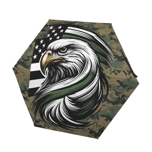 Thin Green Line Flag Inspired Eagle on Digital Camo Mini Compact Umbrella