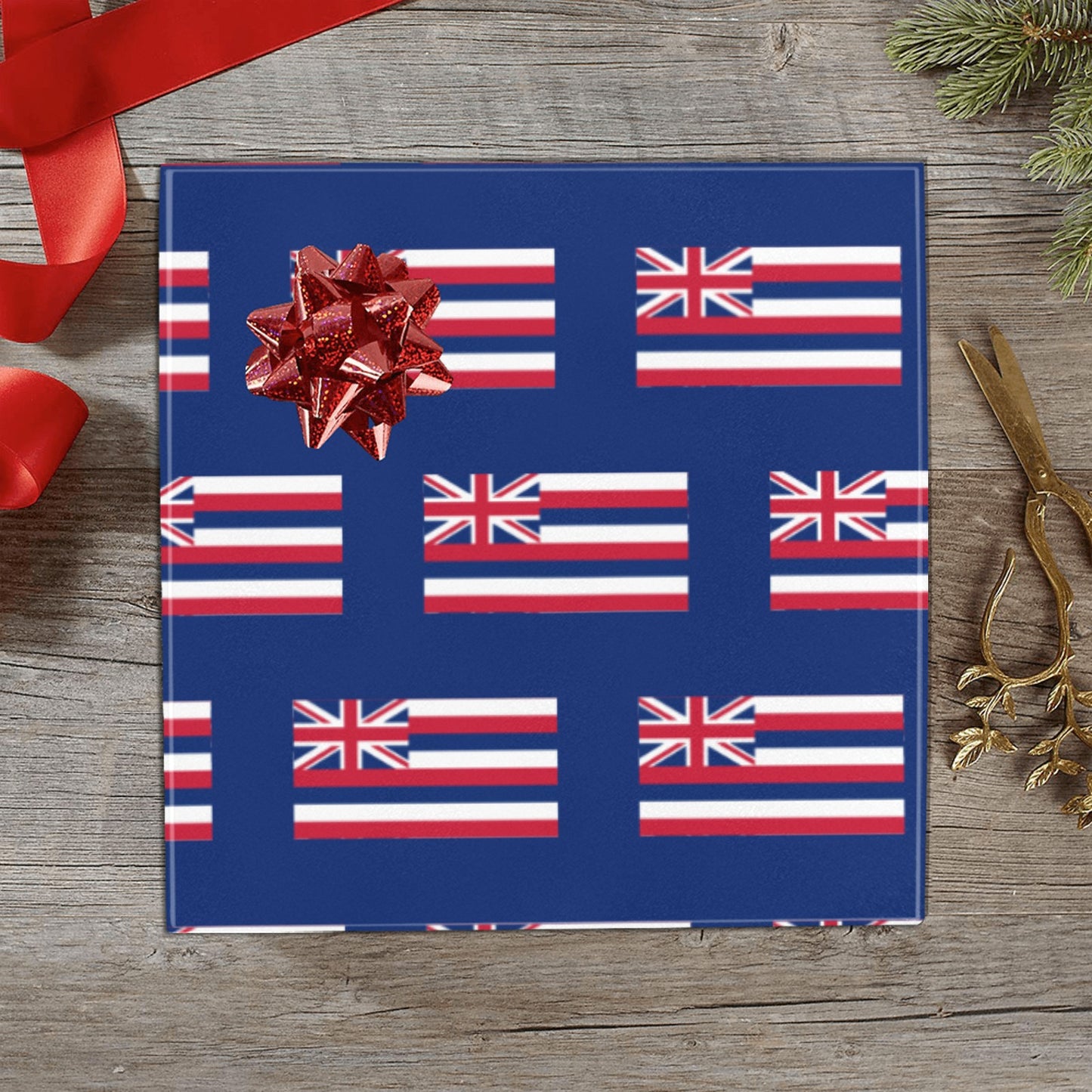 Hawaii Flag Inspired Custom Gift Wrapping Paper 58"x 22.5" (4 Rolls)