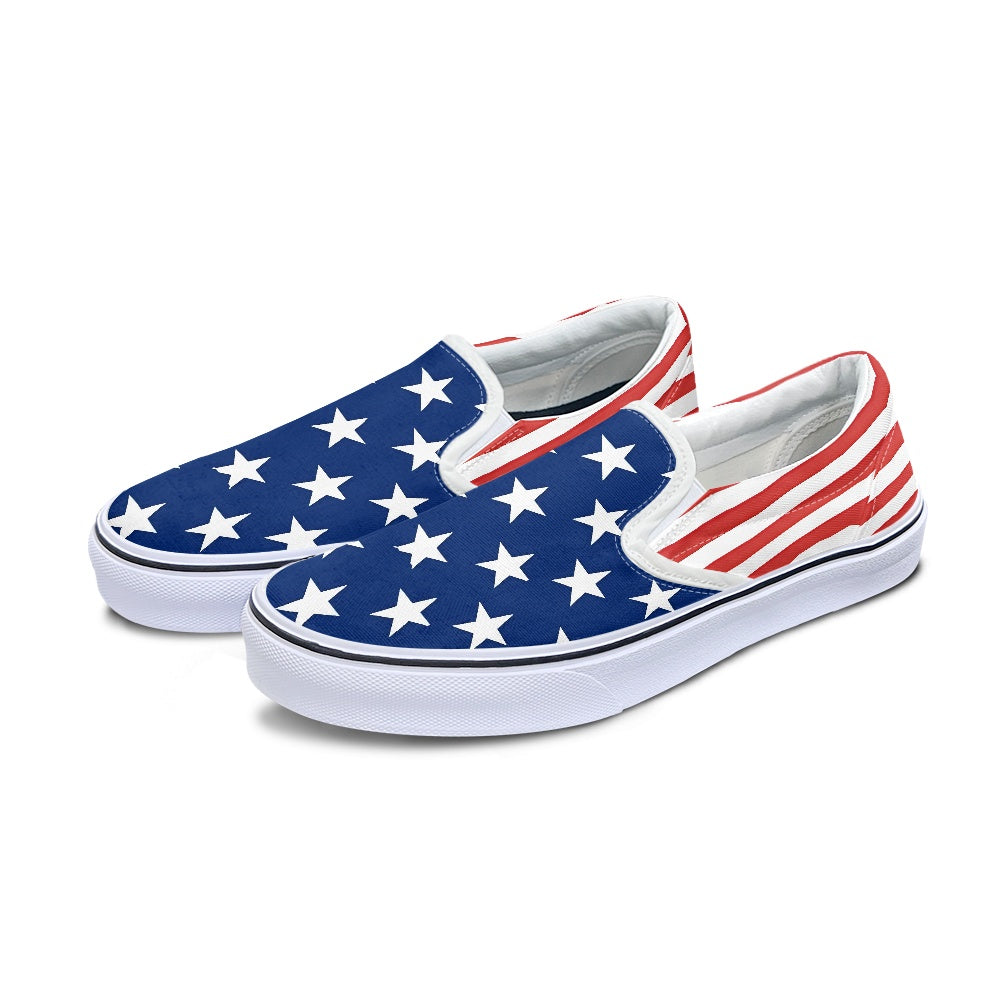 American Flag Inspired Patriotic Slip-On Canvas Sneakers USA Pride - Luv My Flag