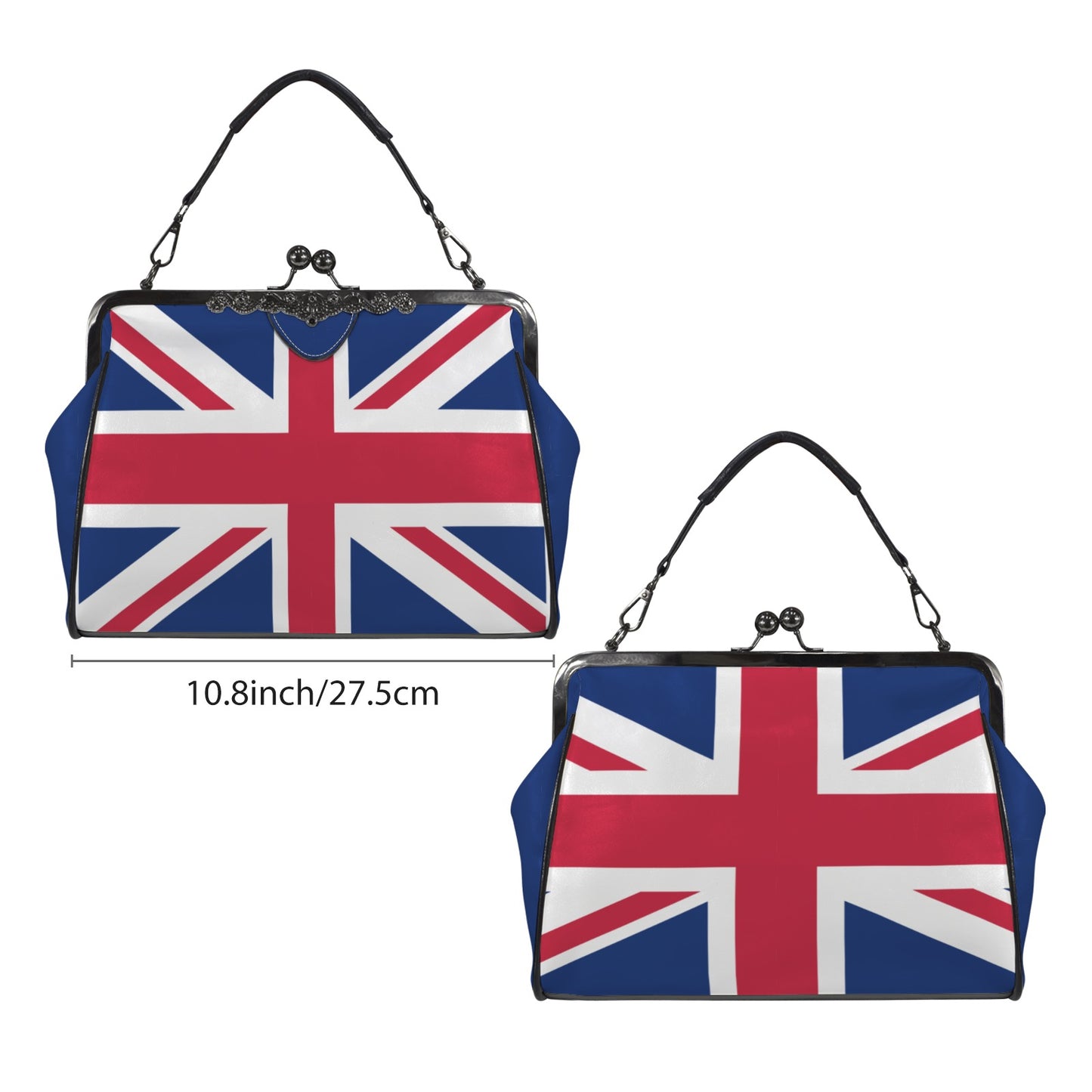 UK/Great Britain Flag Inspired Kisslock Crossbody Shoulder Bag