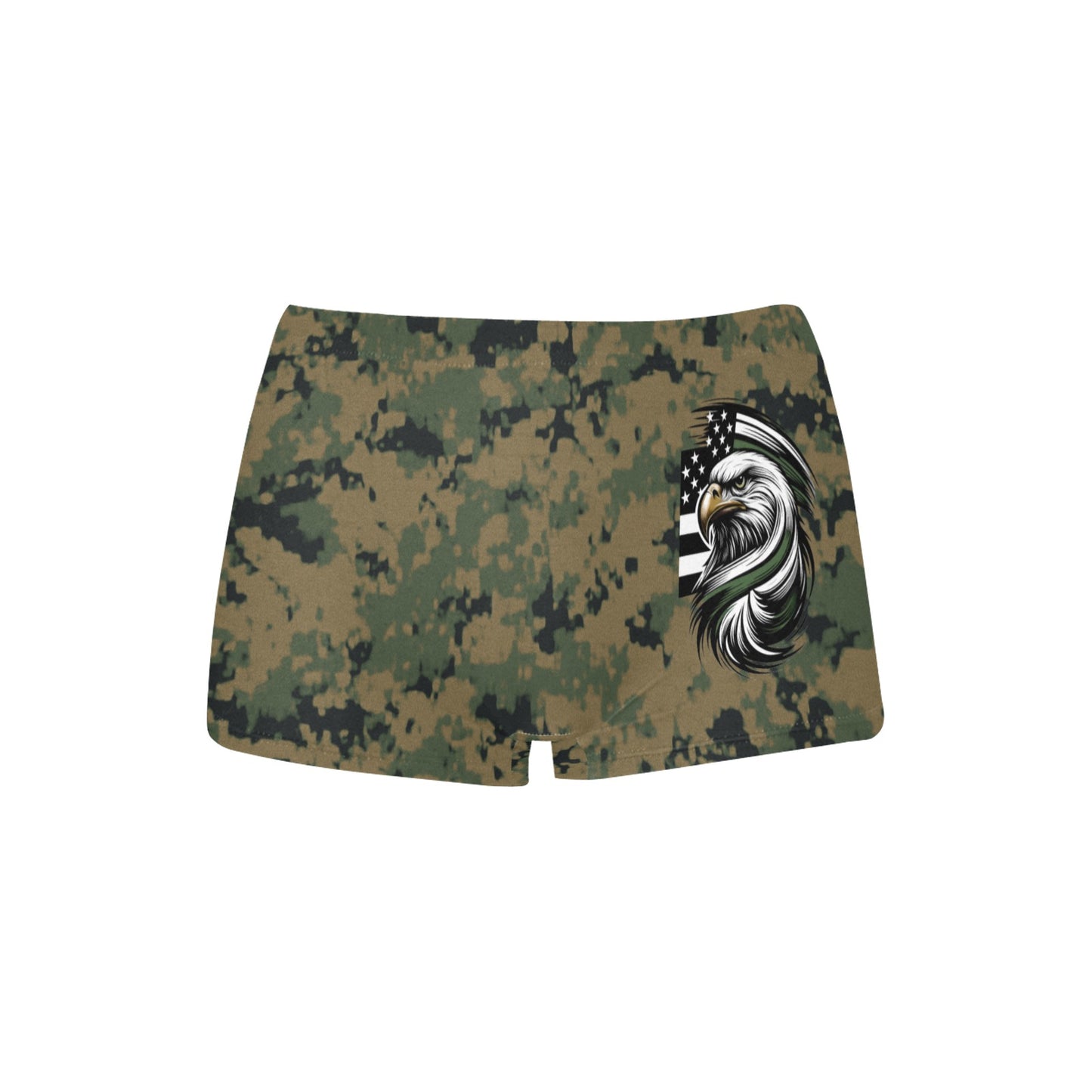 Thin Green Line Flag Inspired Eagle on Digital Camo Women's  Boyshort Panties