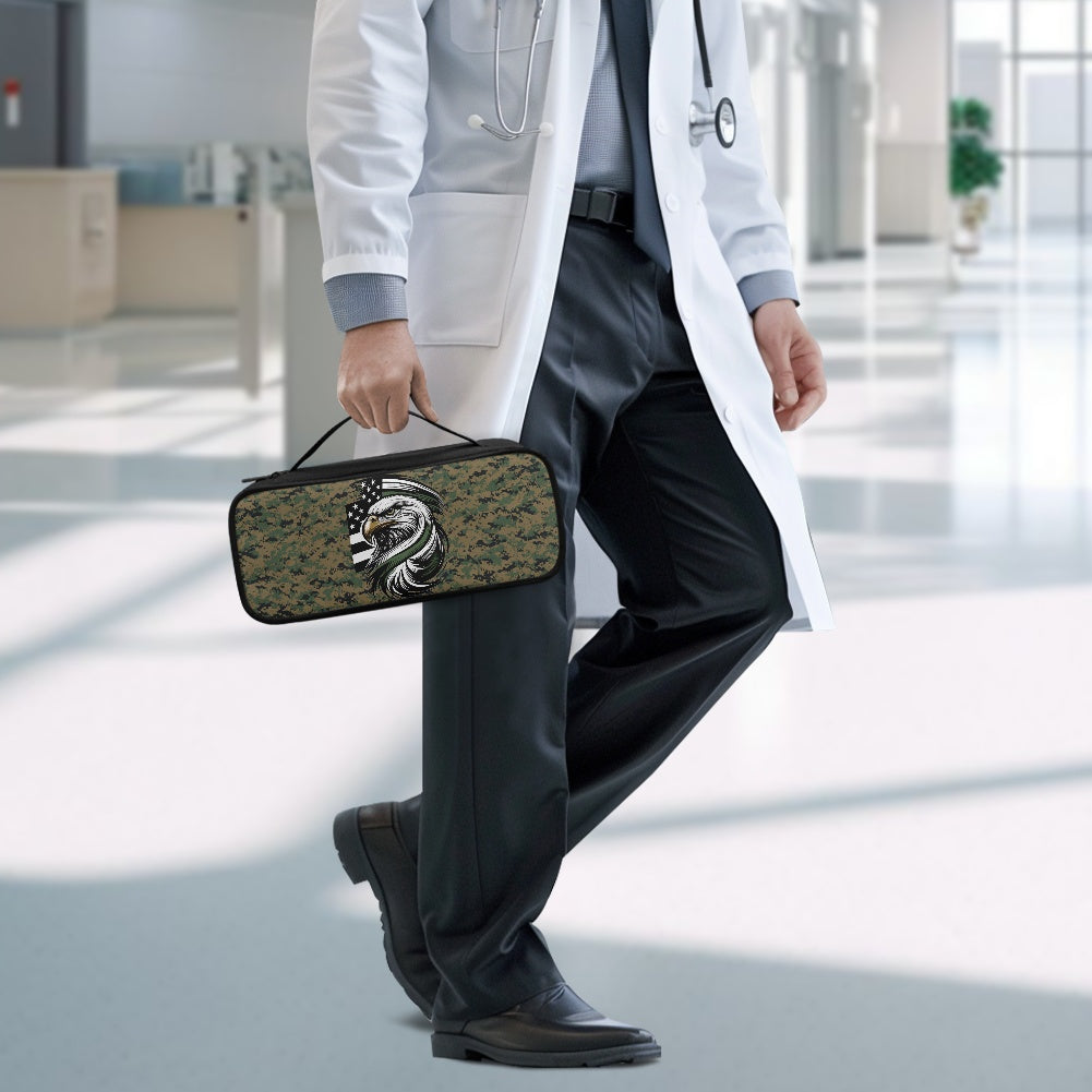 Thin Green Line Flag Inspired Eagle on Digital Camo Stethoscope Storage Bag