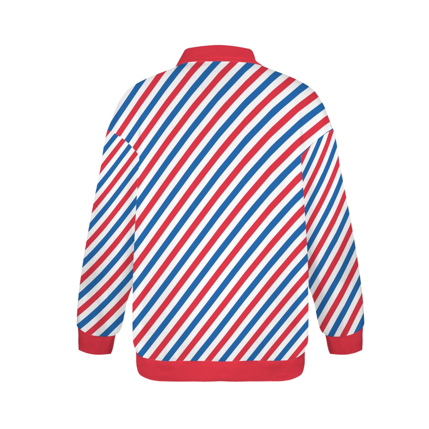 USA/American Flag Stripes Pattern Women's Quarter Zip Pullover Sweatshirt