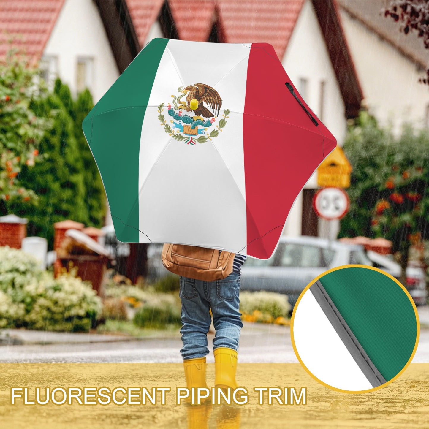 Mexico Flag Inspired Kids Safe Round Corner Umbrella