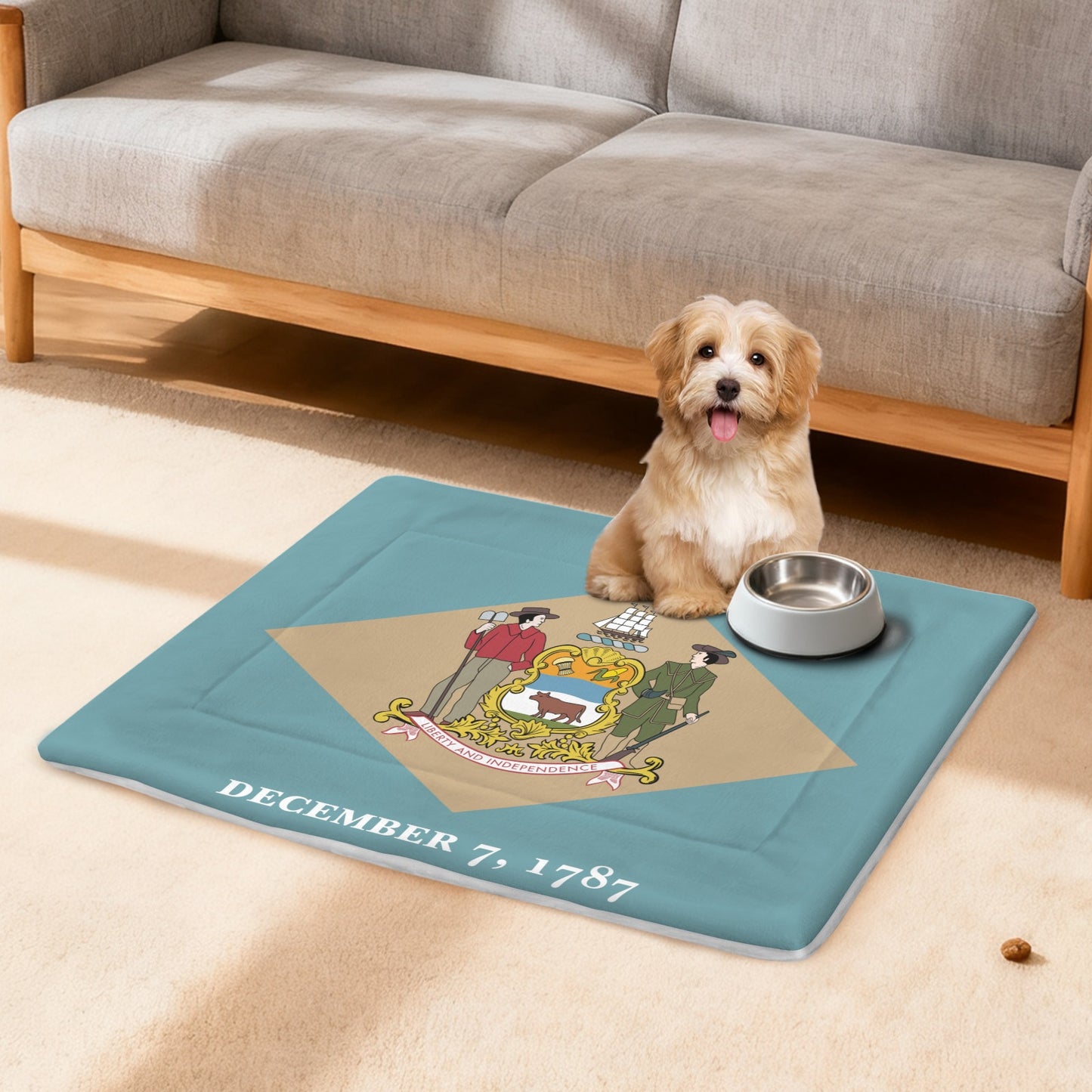 Delaware Flag Inspired Pet Mat 25x18inch (Made in the USA)