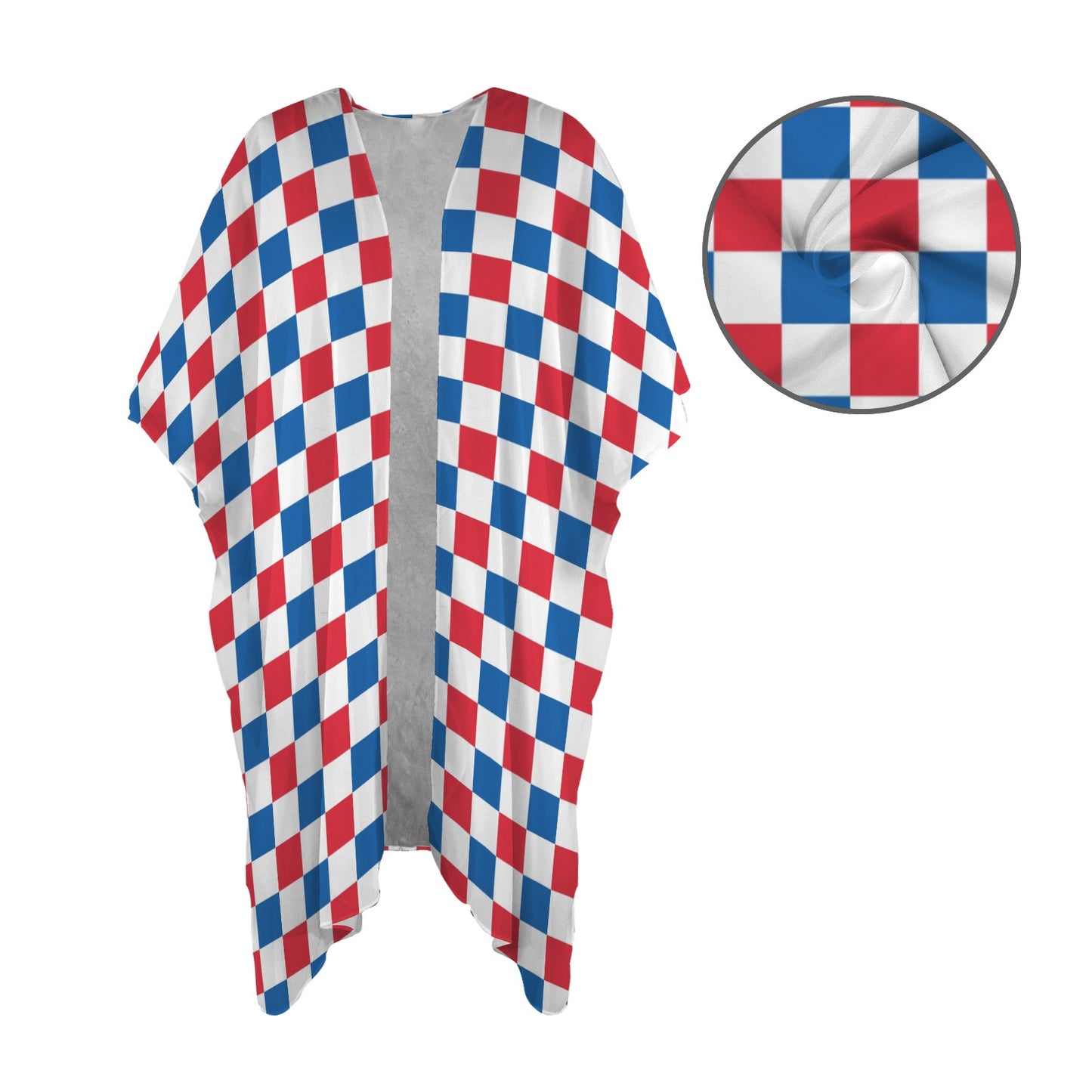 USA/American Flag Inspired Checkered Pattern Women's Long Cover Up