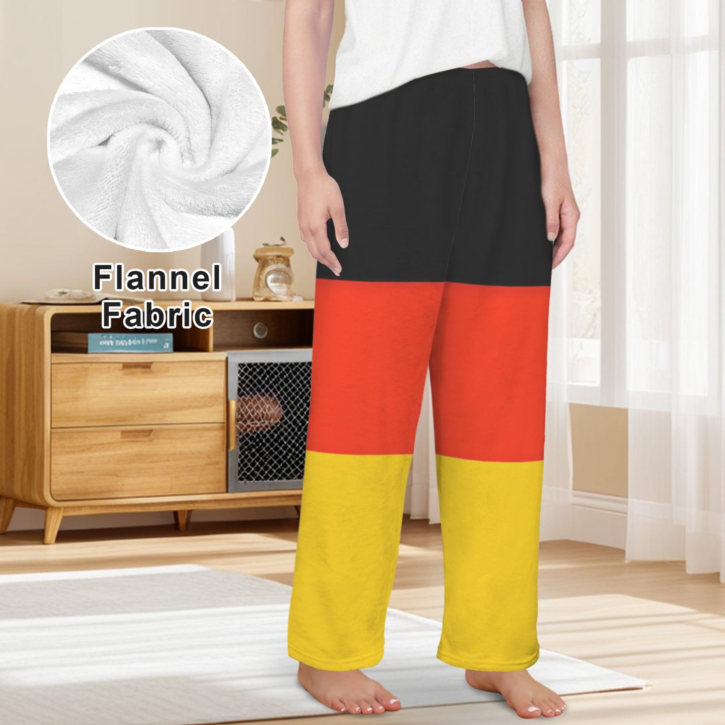 Germany Flag Inspired Women's Flannel Pajama Trousers Made in the USA