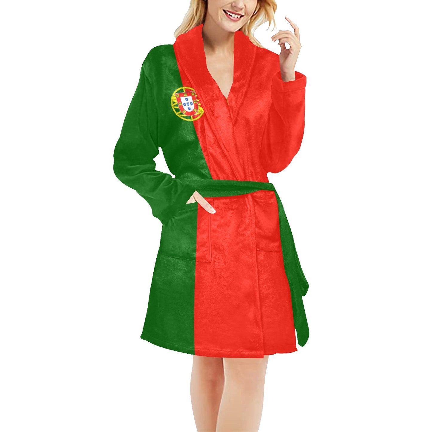 Portugal Flag Inspired Women's Fleece Robe