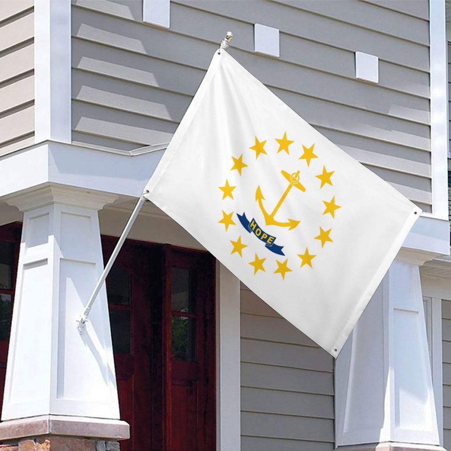 Rhode Island Flag Inspired Wall Mount Flag with Four Grommets (35x59 in)