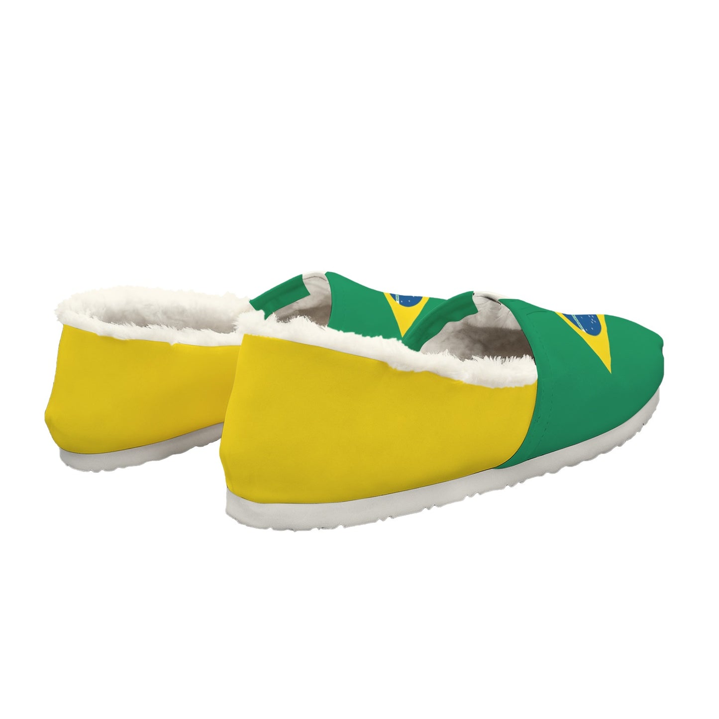 Brazil Flag Inspired Women's Fleece-Lined Canvas Slip-On