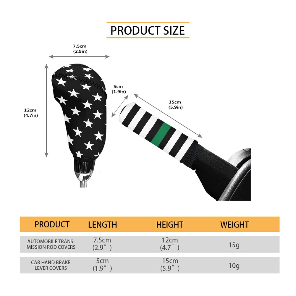 Thin Green Line Flag Inspired Gear Lever Cover+Hand Brake Cover
