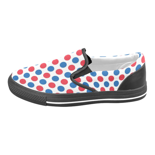 USA/American Flag Inspired Polka Dot Pattern Men's Slip-on Canvas Shoes