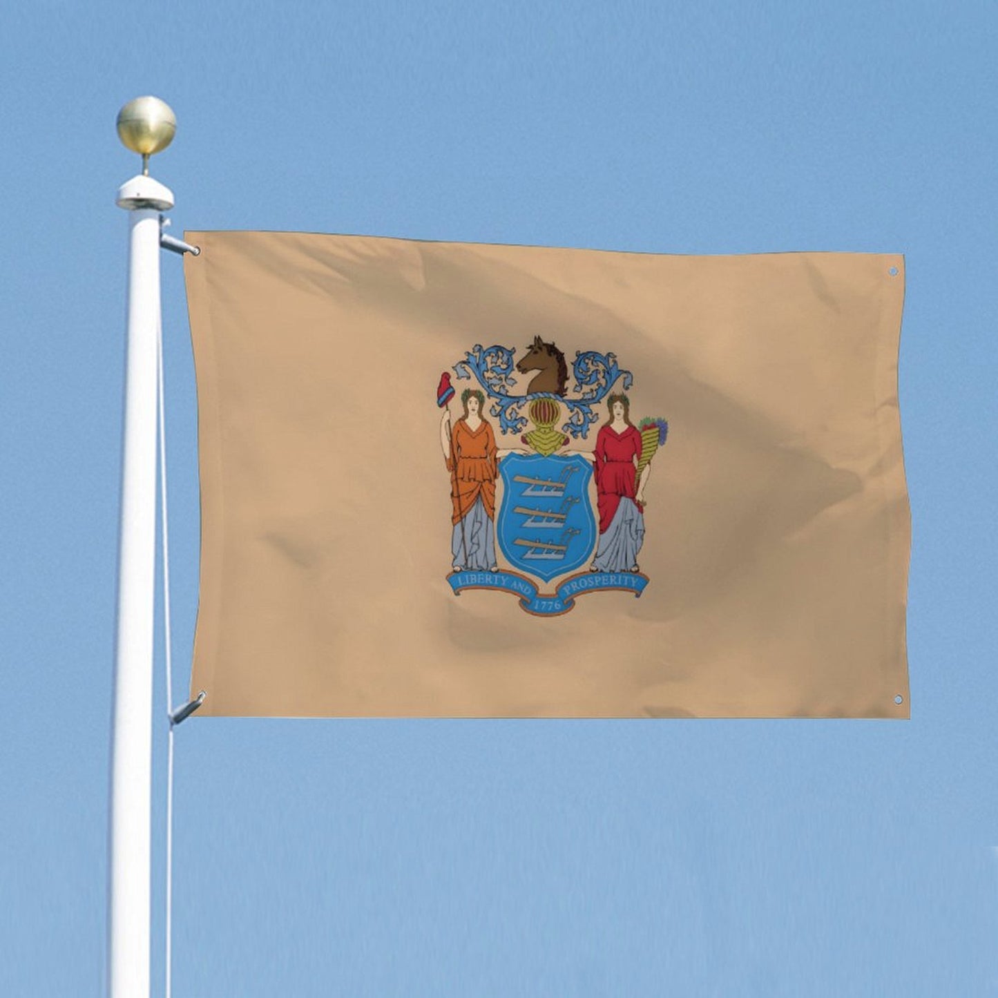 New Jersey Flag Inspired Wall Mount Flag with Four Grommets (35x59 in)