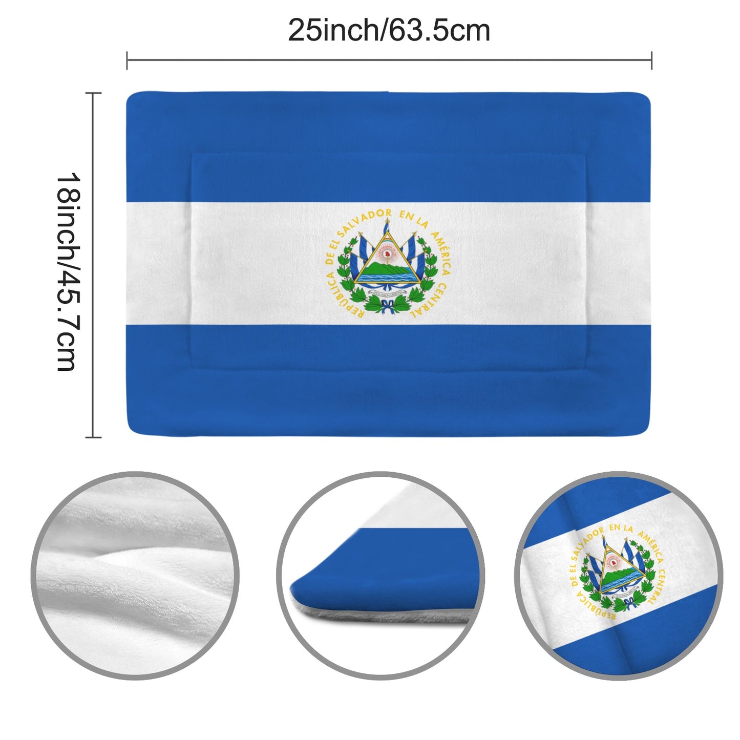 El Salvador Flag Inspired Pet Mat 25x18inch (Made in the USA)
