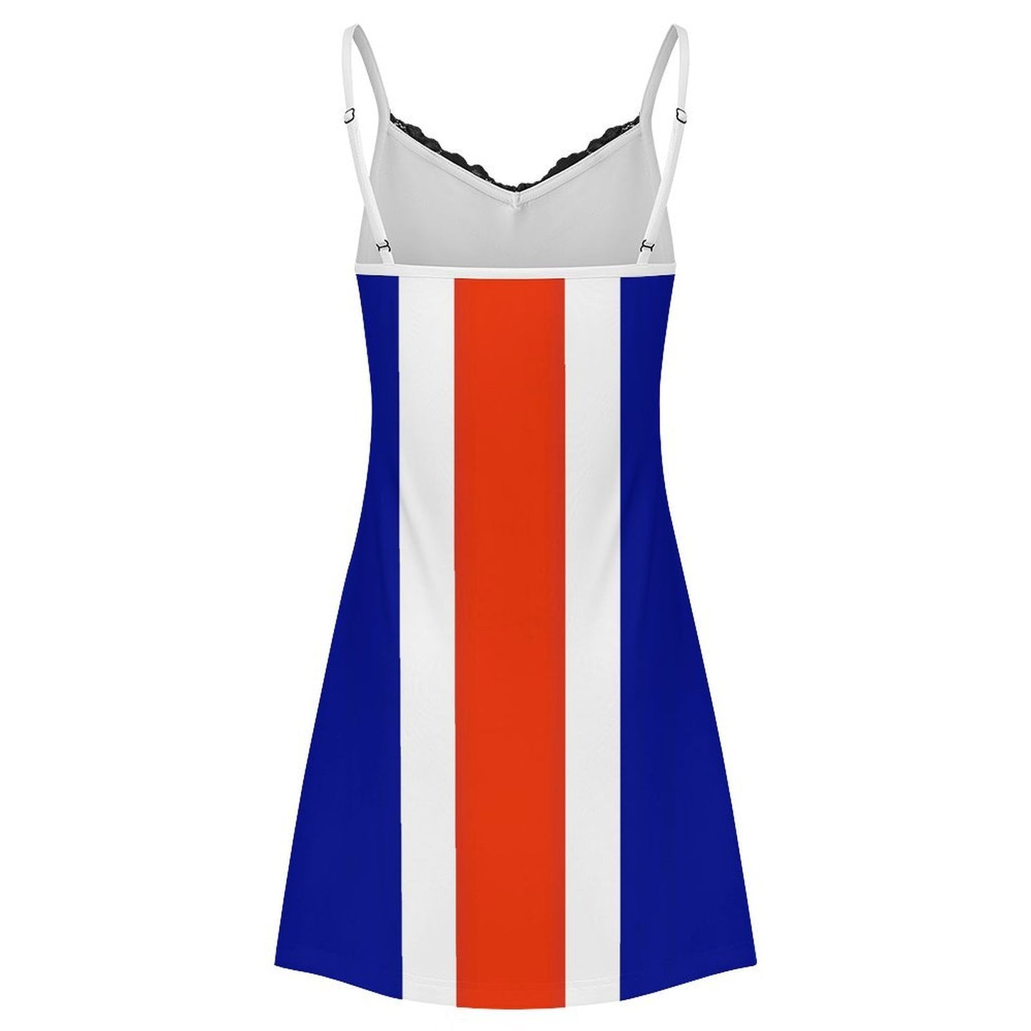 Costa Rica Flag Inspired Women's Lace Slit Cami Pajama Dress