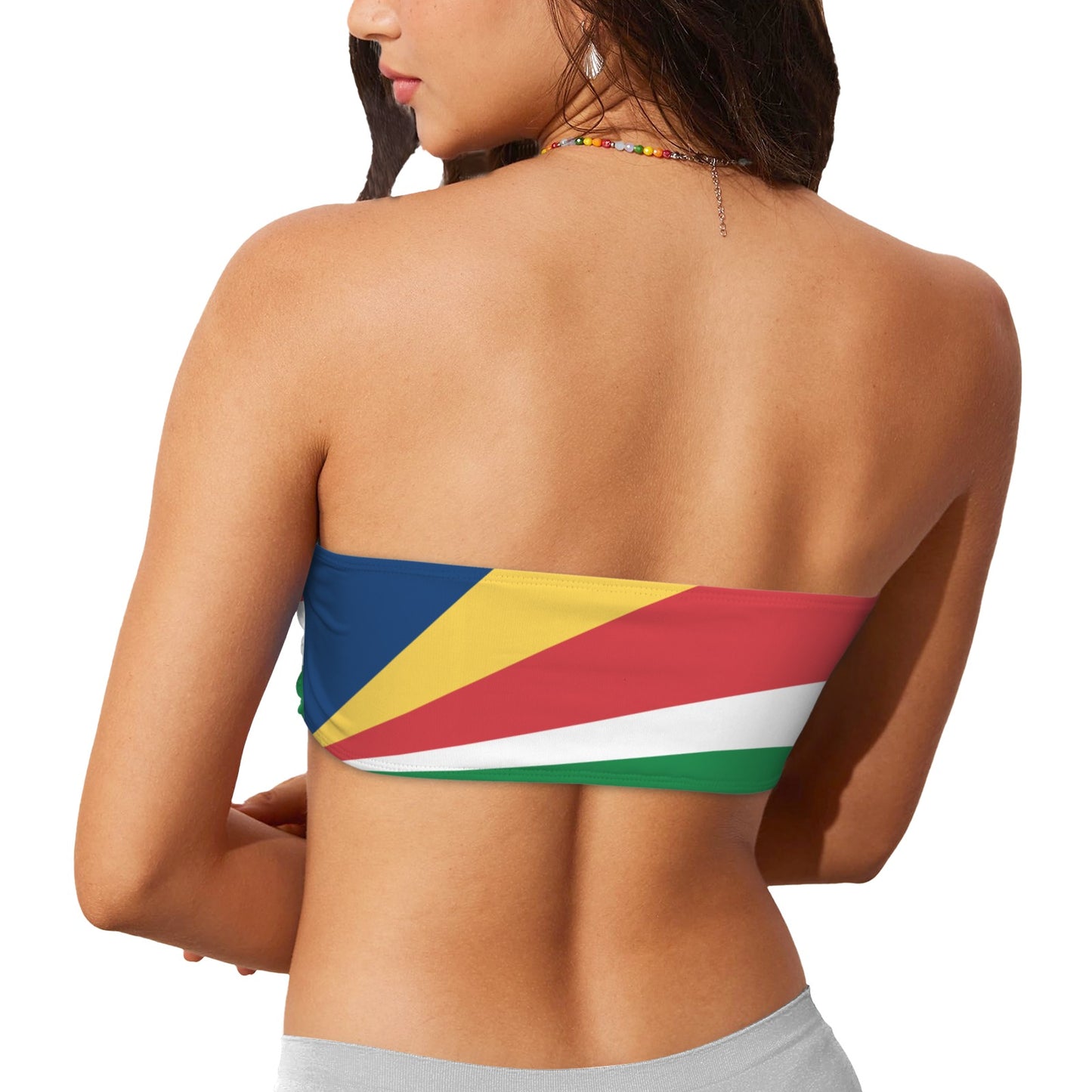 Seychelles Flag Inspired Bandeau Tube Bikini Top