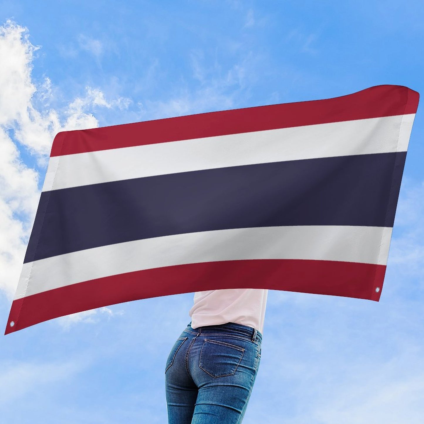 Thailand Flag Inspired Wall Mount Flag with Four Grommets (35x59 in)