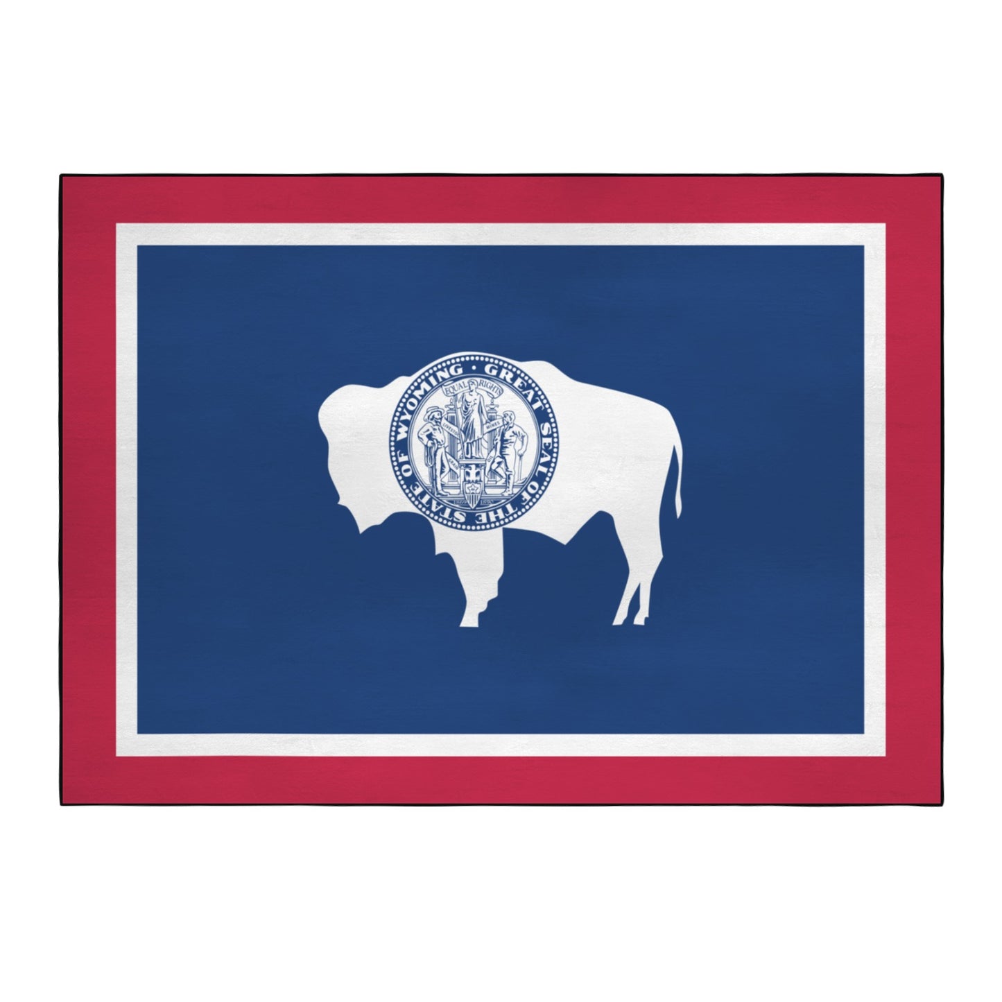 Wyoming Flag Inspired 84x60 Inch Area Rug with Black Binding (Made in the USA)