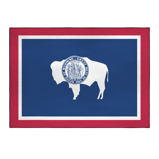 Wyoming Flag Inspired 84x60 Inch Area Rug with Black Binding (Made in the USA)