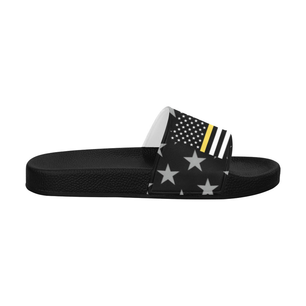 Thin Gold Line Flag Inspired Women's Slide Sandals