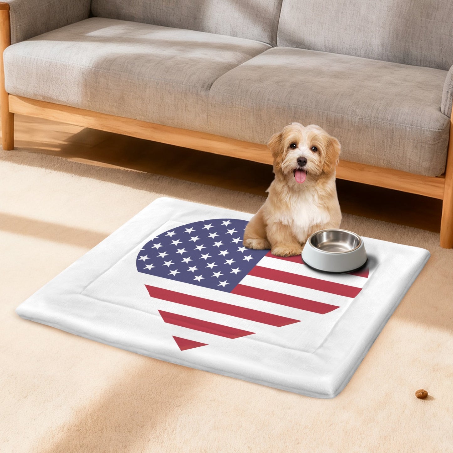USA/American Flag Inspired Heart Pet Mat 25x18inch (Made in the USA)