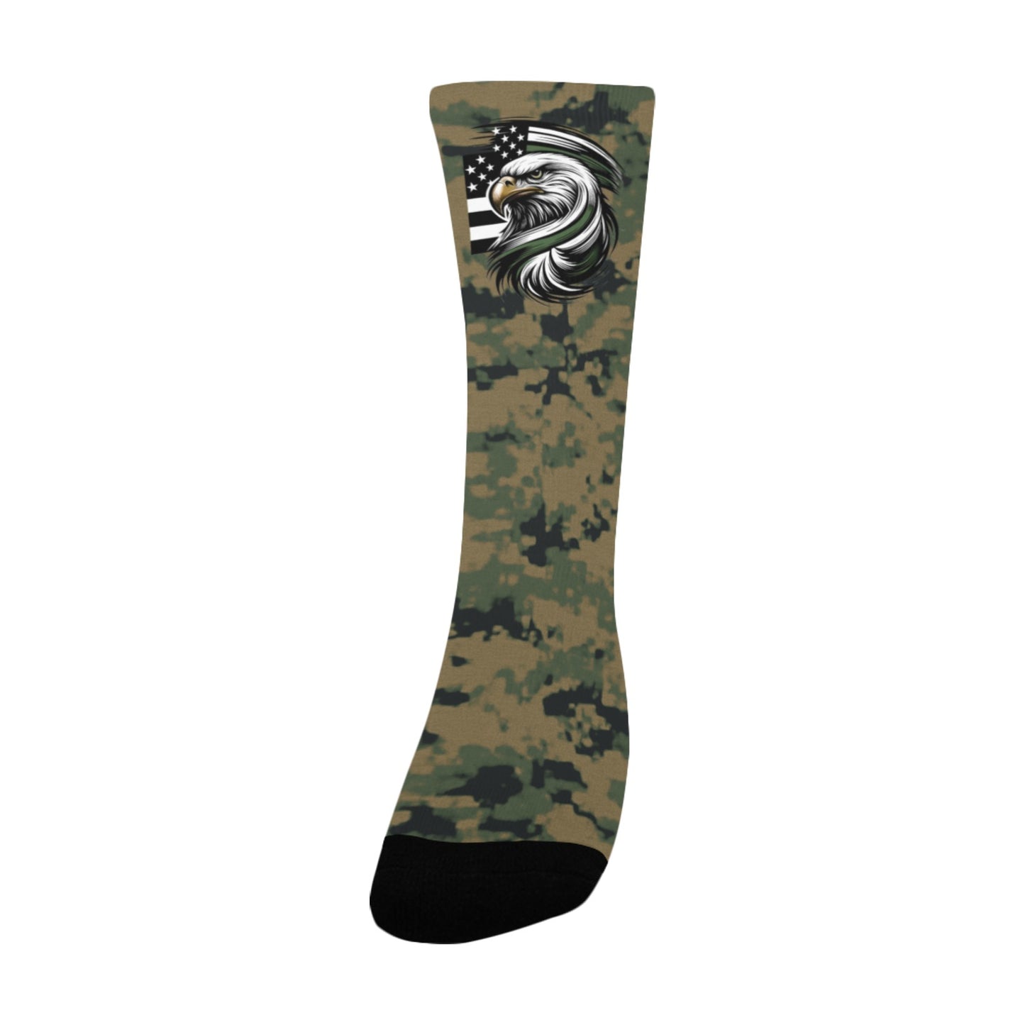 Thin Green Line Flag Inspired Eagle on Digital Camo Women's Custom  Socks | Ships from USA