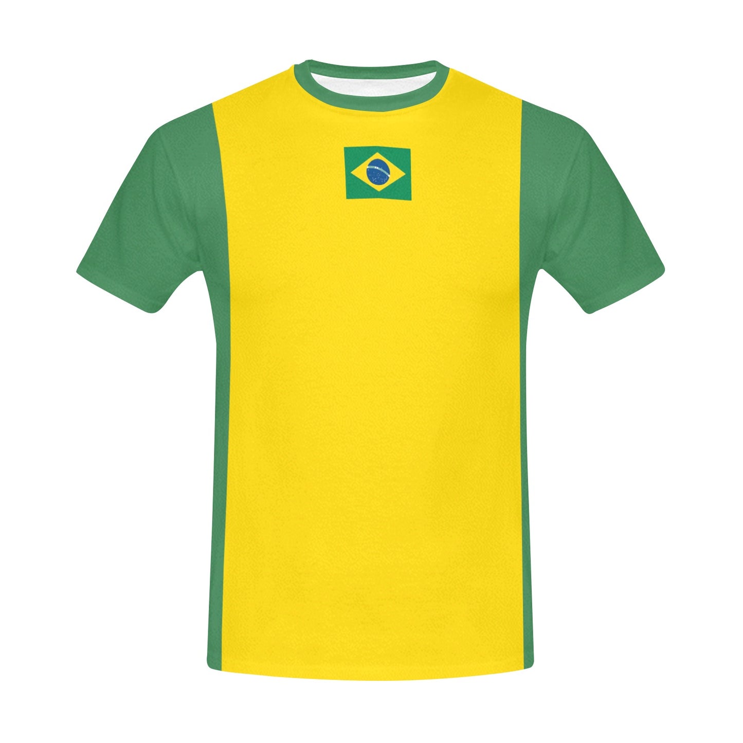 Brasil Flag Men's Crew Neck T-Shirt (Made in USA)