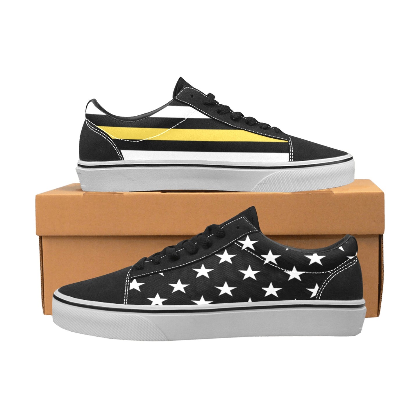 Thin Gold Line Flag Inspired Men's Lace-Up Canvas Shoes
