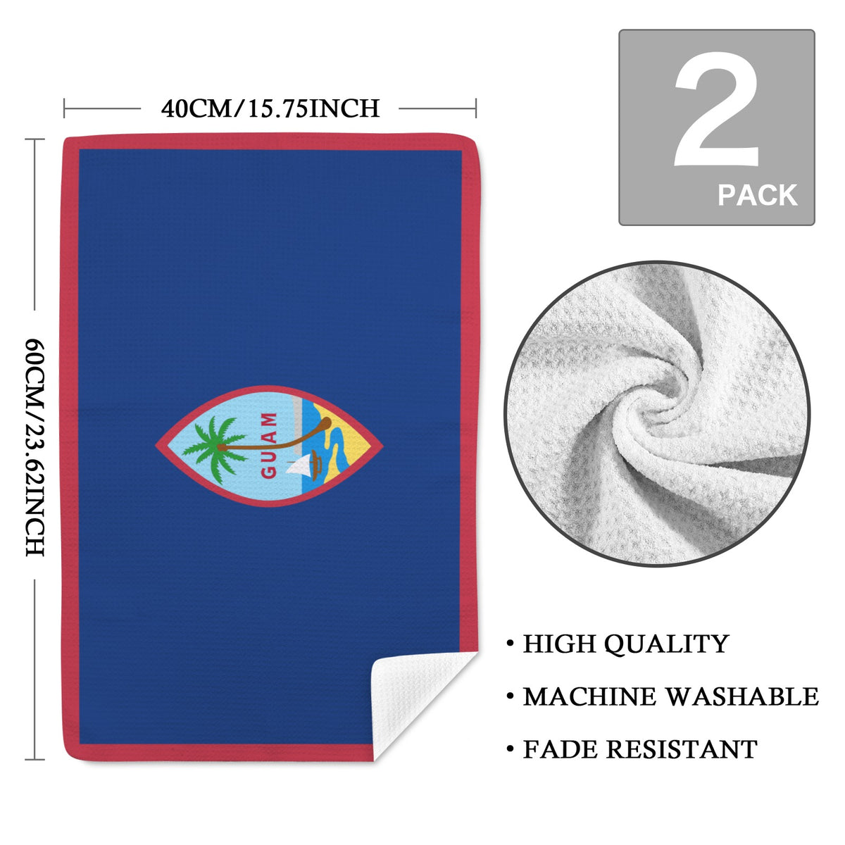 Guam Flag Inspired Kitchen Towel 40X60cm (Pack of 2) | Printed In the USA