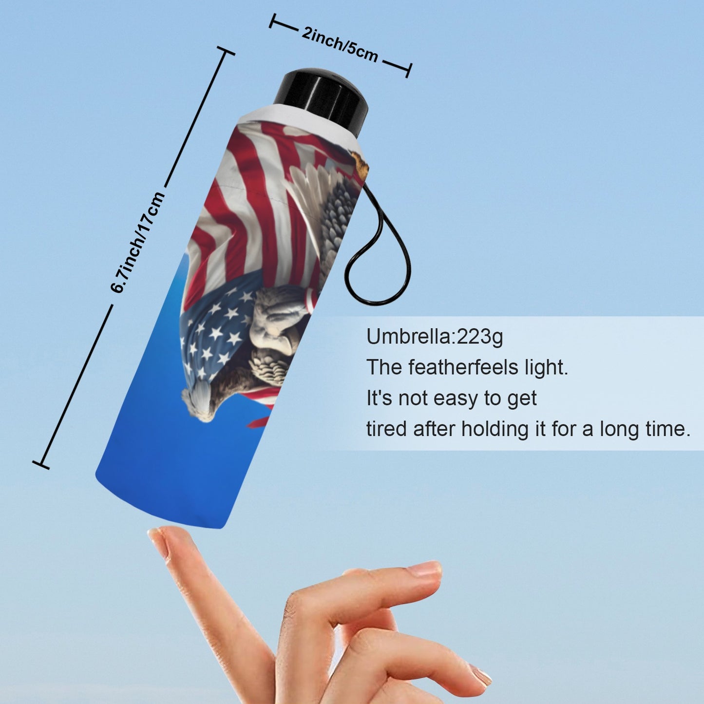 USA/American Flag Bald Eagle with Cape Mini Compact Umbrella