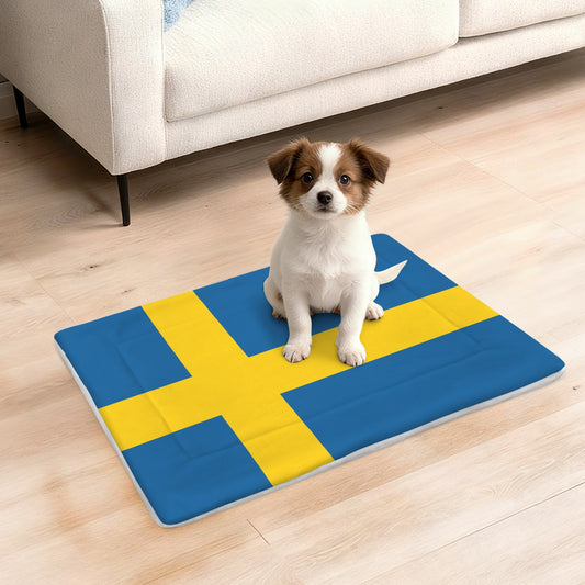 Sweden Flag Inspired Pet Mat 25x18inch (Made in the USA)