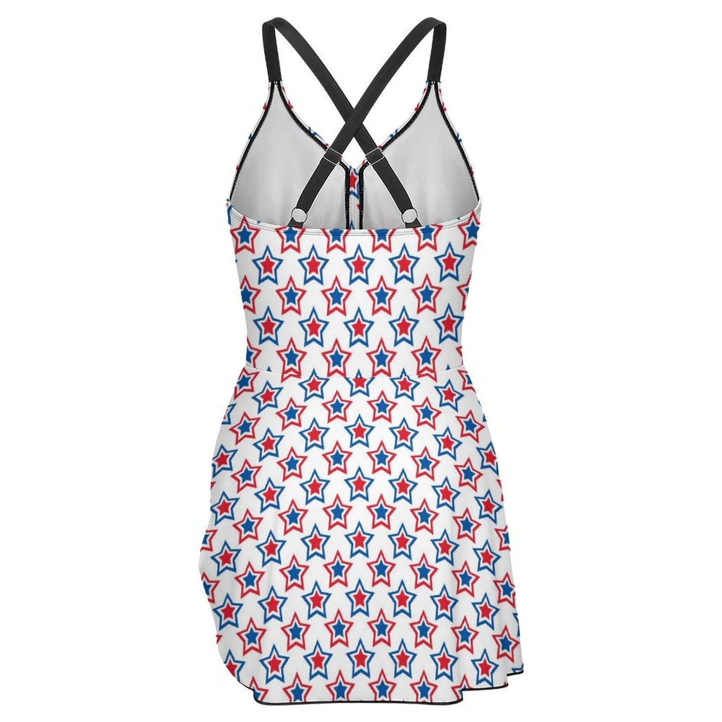 USA/American Flag Inspired Red, White & Blue Stars Pattern Women's Hem Tie One-piece Swimsuit