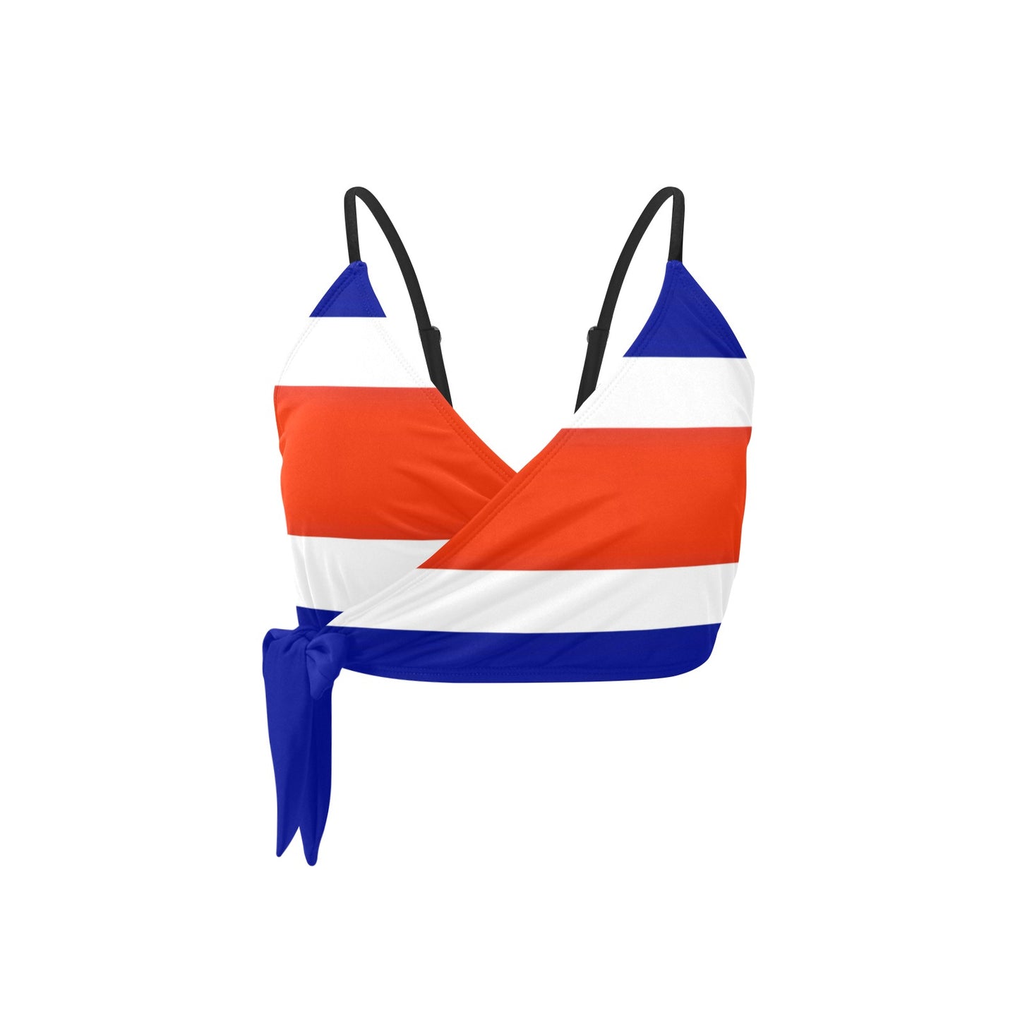 Costa Rica Flag Inspired Knot Side Bikini Top