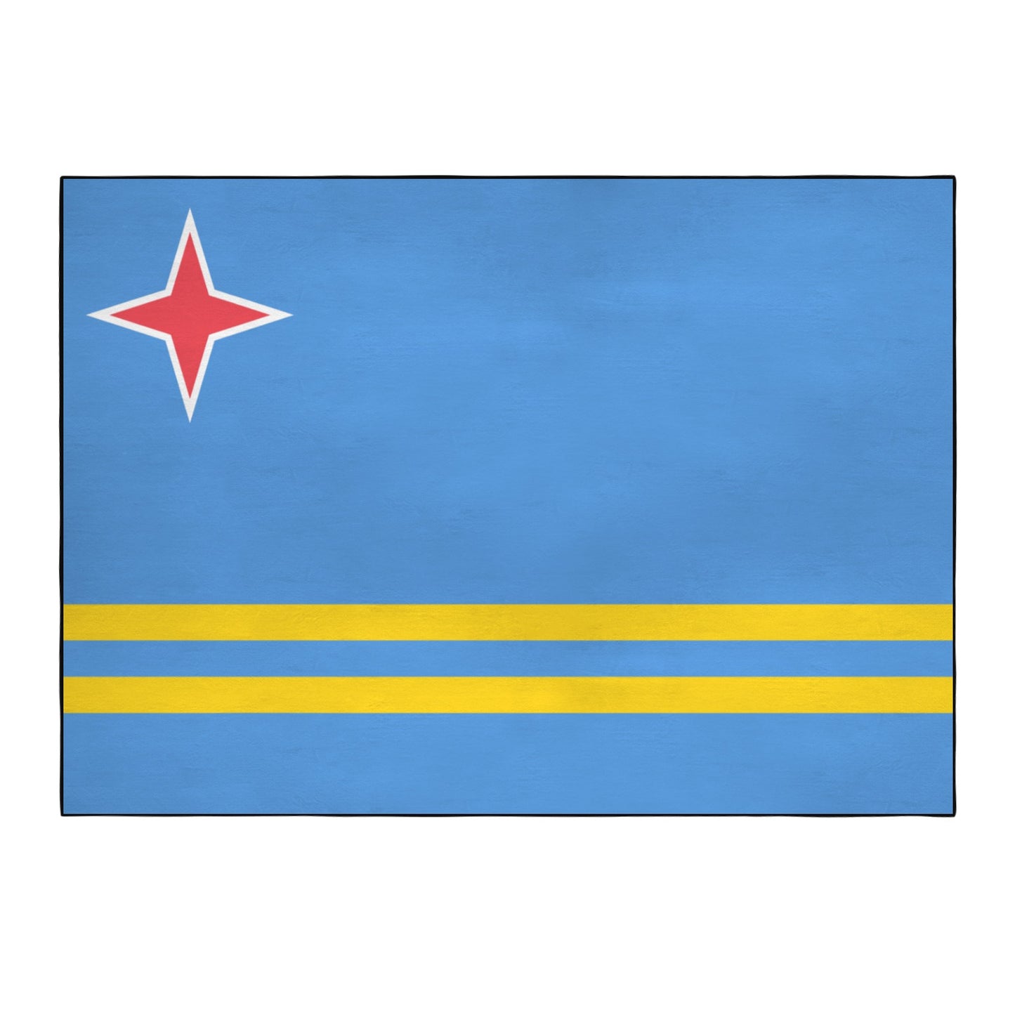 Aruba Flag Inspired 84x60 Inch Area Rug with Black Binding (Made in the USA)