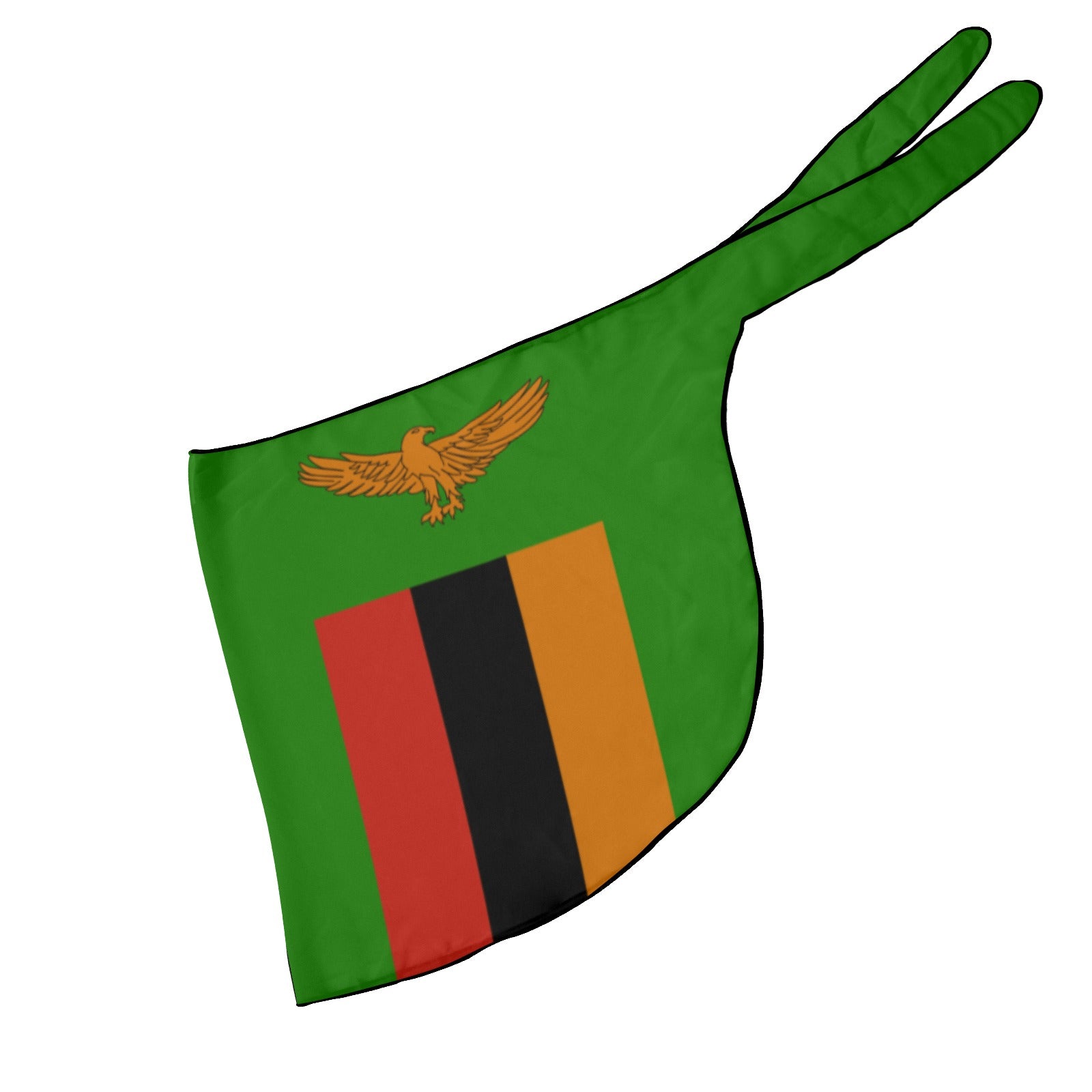 [Brand] Zambia flag-themed fabric, green background with stripes.