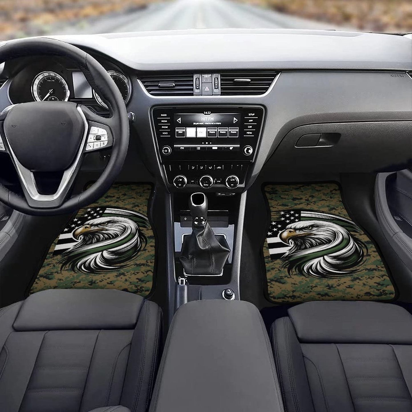 Thin Green Line Flag Inspired Eagle On Digital Camo Car Floor Mats(4pcs)