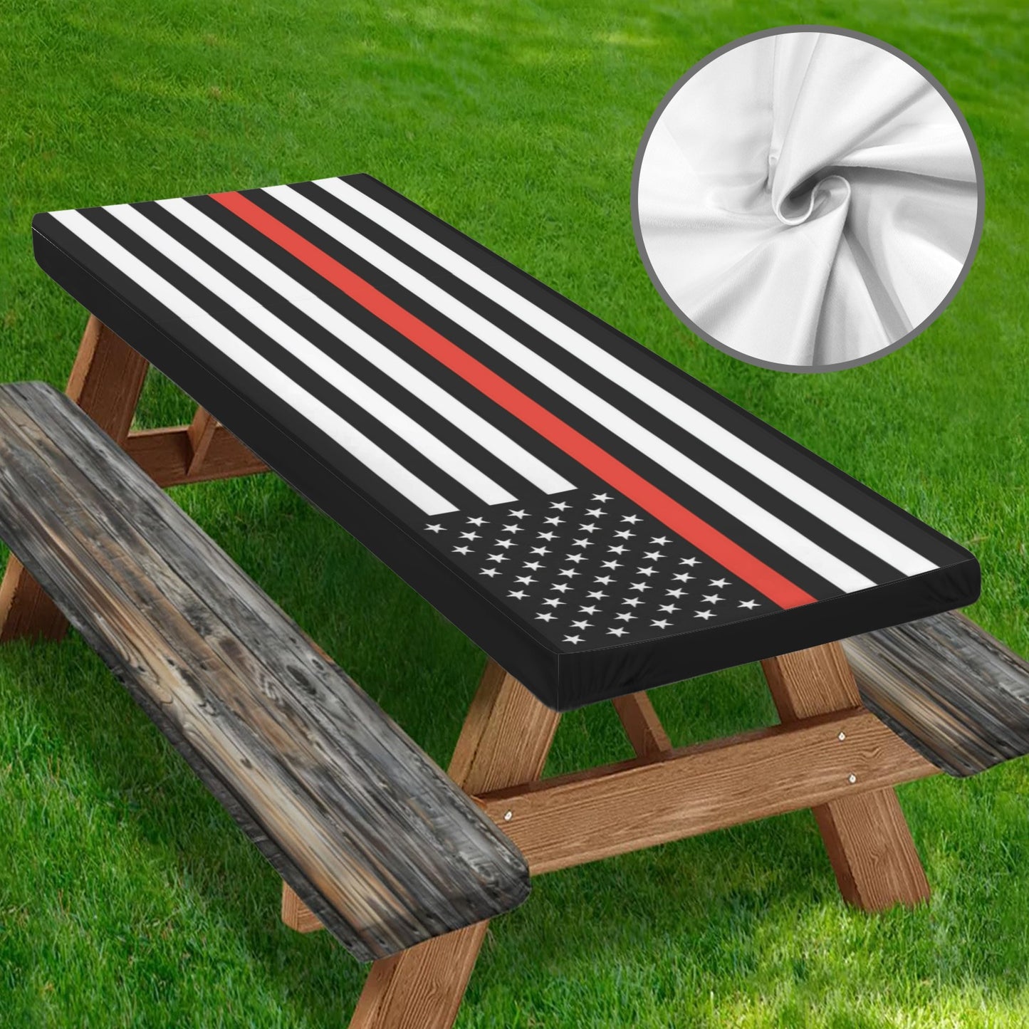 Thin Red Line Flag Picnic Table Cover (72" x 30") (Made in the USA)