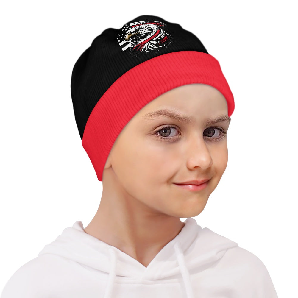Thin Red Line Flag Inspired Eagle Kids' Beanie