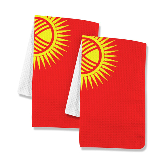 Kyrgyzstan Flag Inspired Kitchen Towel 40X60cm(Pack of 2) | Printed In the USA