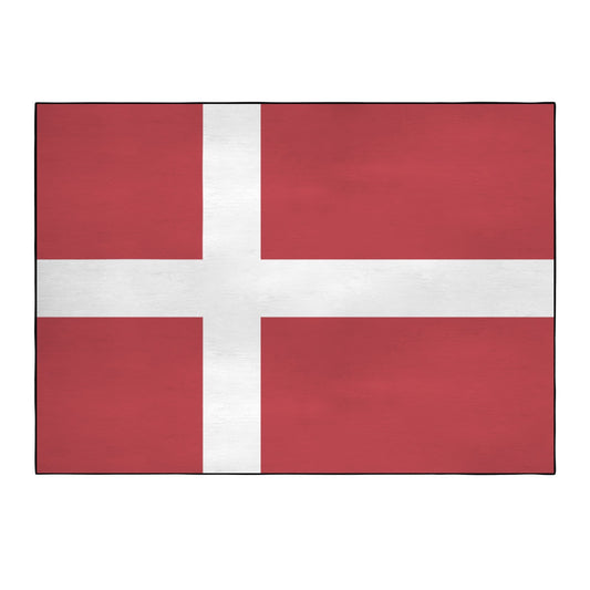 Denmark Flag Inspired 84x60 Inch Area Rug with Black Binding (Made in the USA)