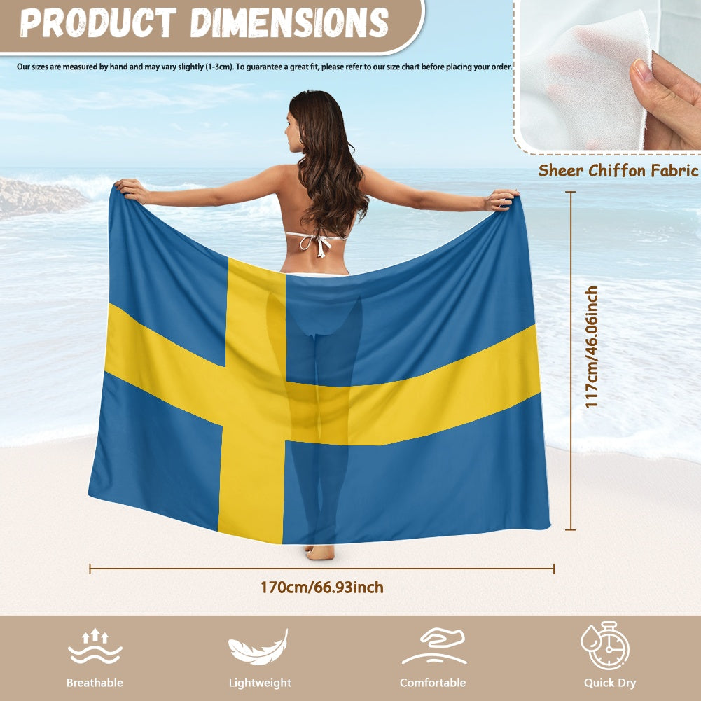 Sweden Flag Inspired Bikini Cover-Up