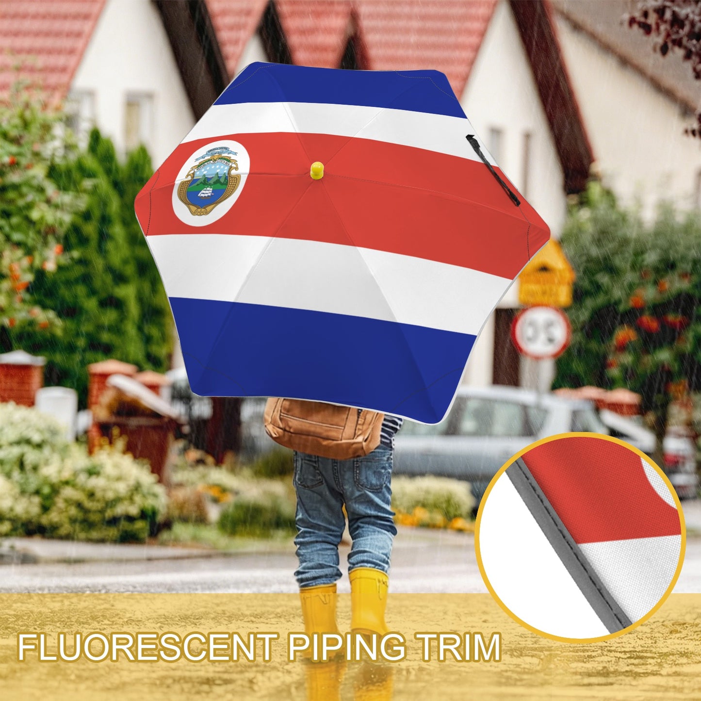 Costa Rica Flag Inspired Kids Safe Round Corner Umbrella